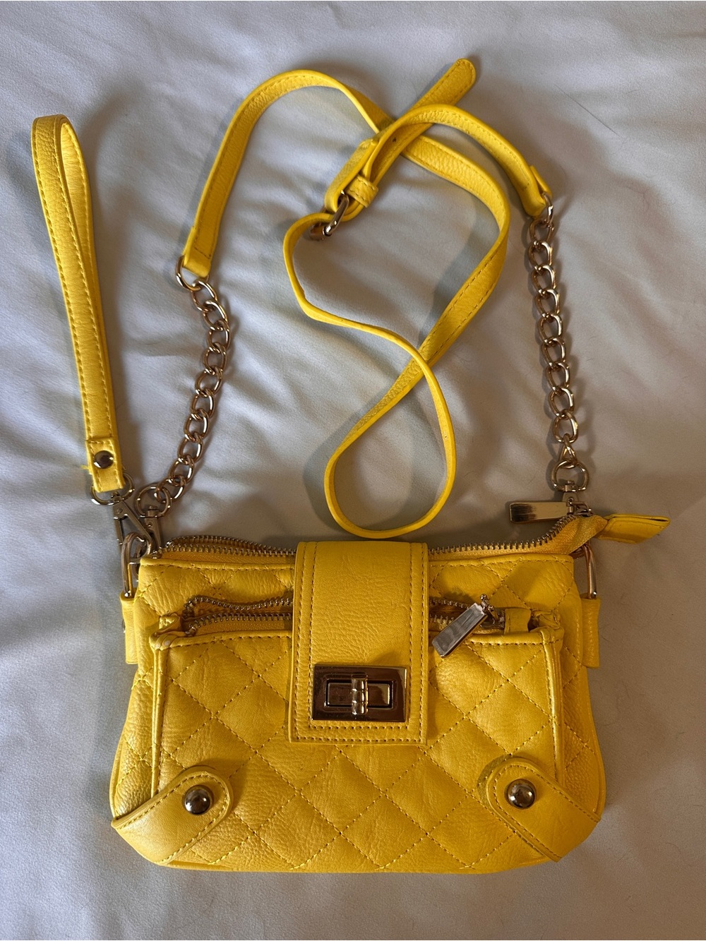 Yellow Quilted Crossbody Bag